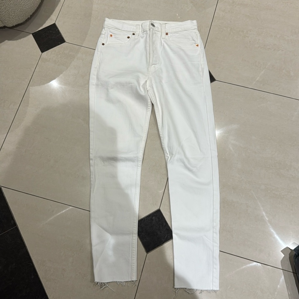 Redone white skinny jeans